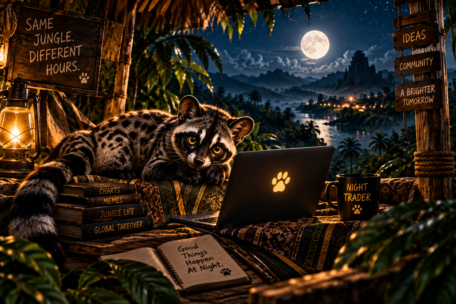 Toddy Cat on the night shift